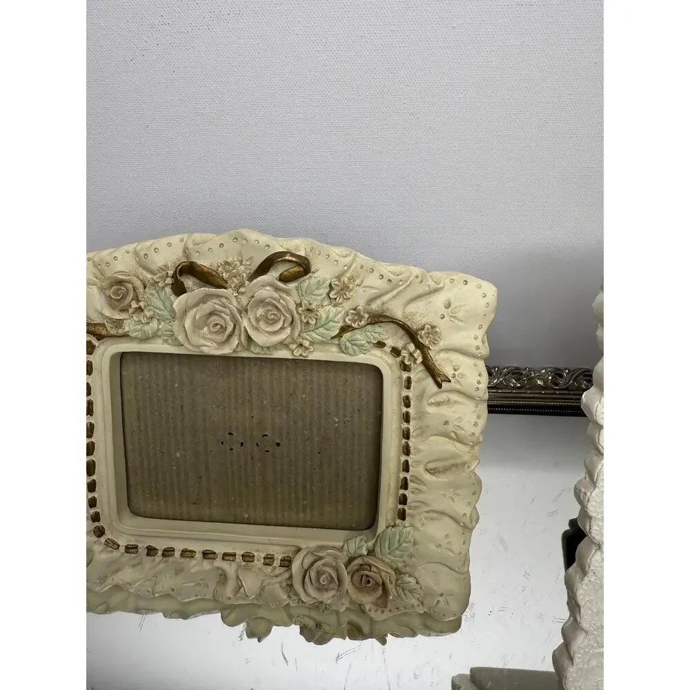 Set of two vintage shabby chic , cottage core , croquette floral porcelain